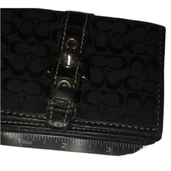 Coach black Monogram vintage card & cash case with ID window and front snap - Picture 3 of 9